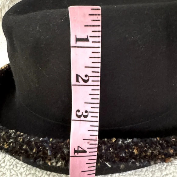 Filippo Catarzi Black with knit multi colored brim end 100% wool made in Italy. main image 12